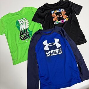 Boys size 6 shirt bundle under armour Nike green blue black